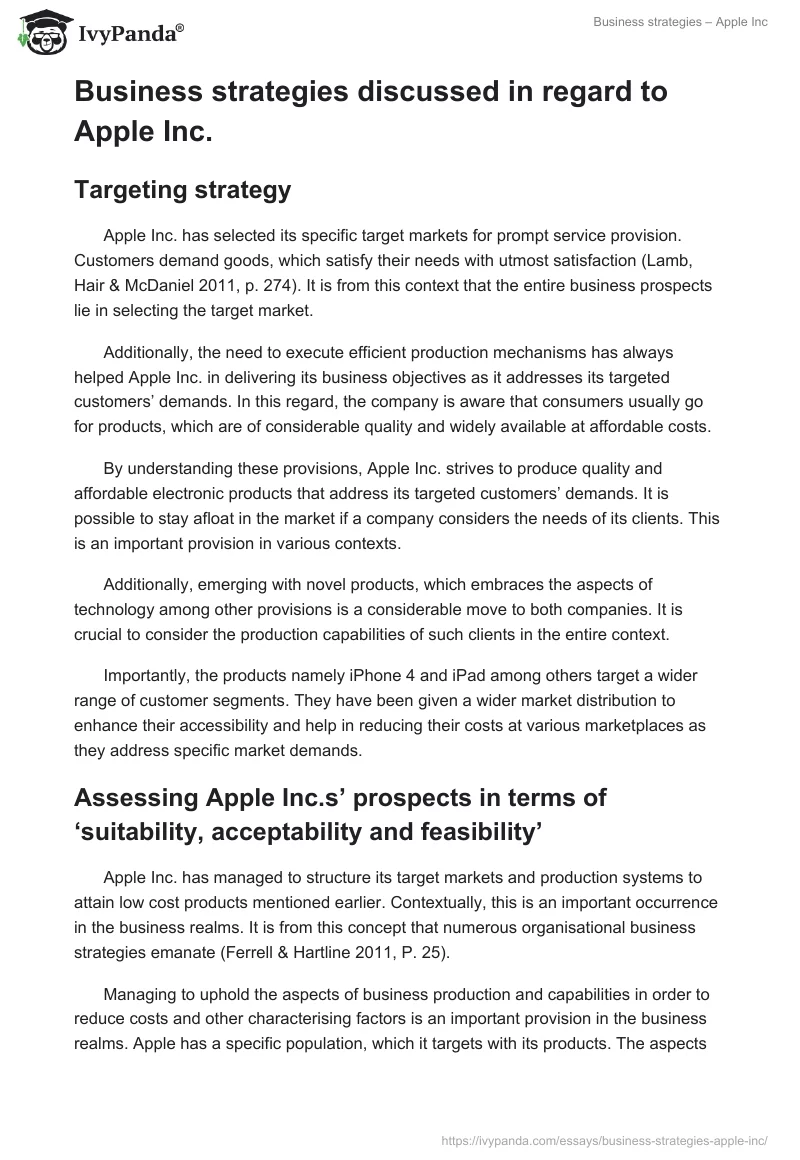 Business Strategies – Apple Inc.. Page 2