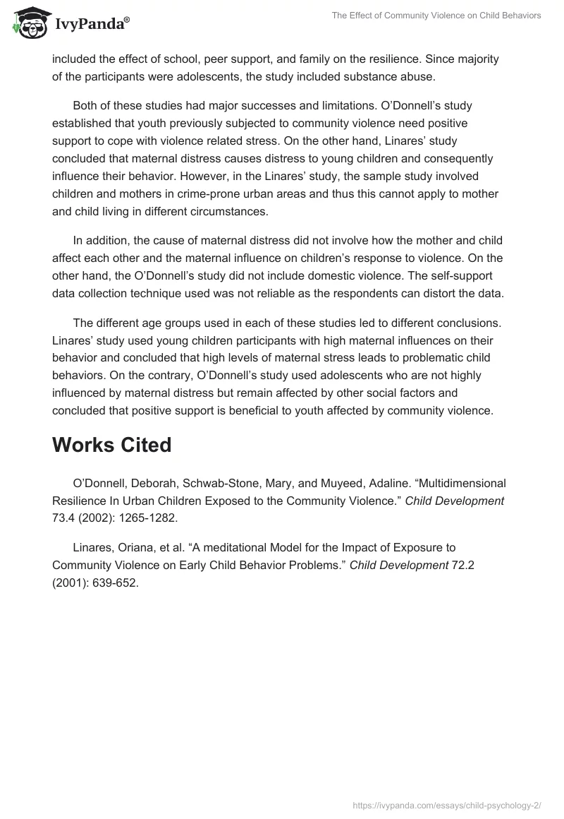 The Effect of Community Violence on Child Behaviors. Page 3