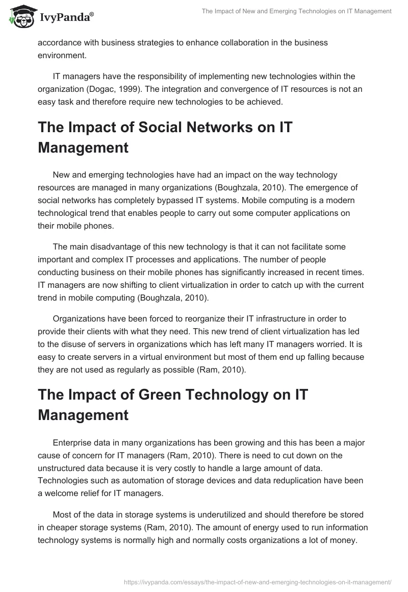 The Impact of New and Emerging Technologies on IT Management. Page 2
