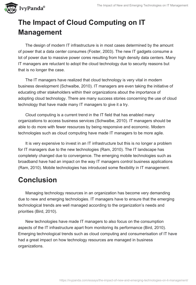 The Impact of New and Emerging Technologies on IT Management. Page 5