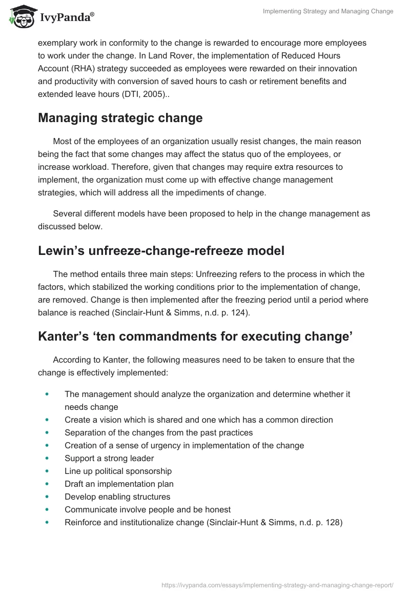 Implementing Strategy and Managing Change. Page 3