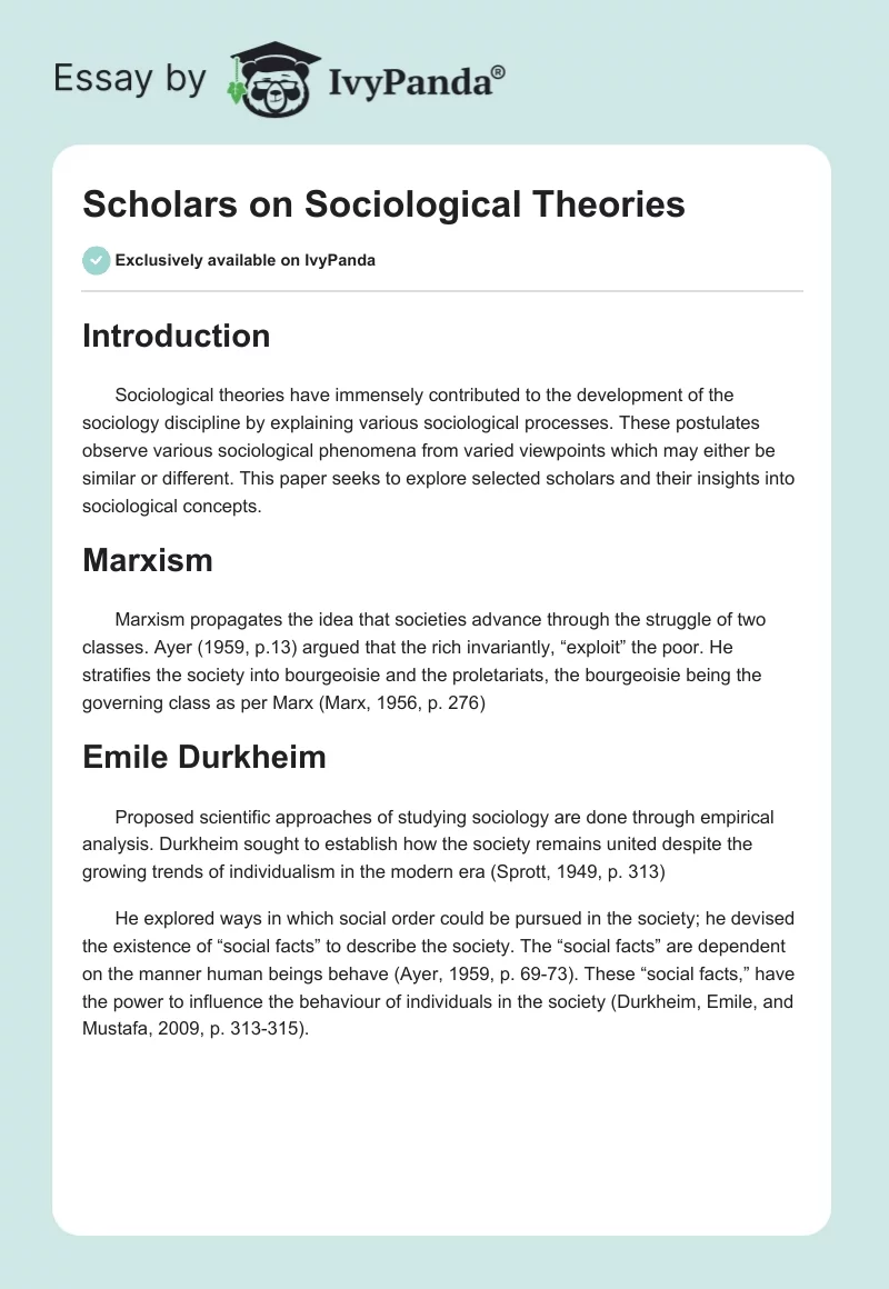 Scholars on Sociological Theories. Page 1