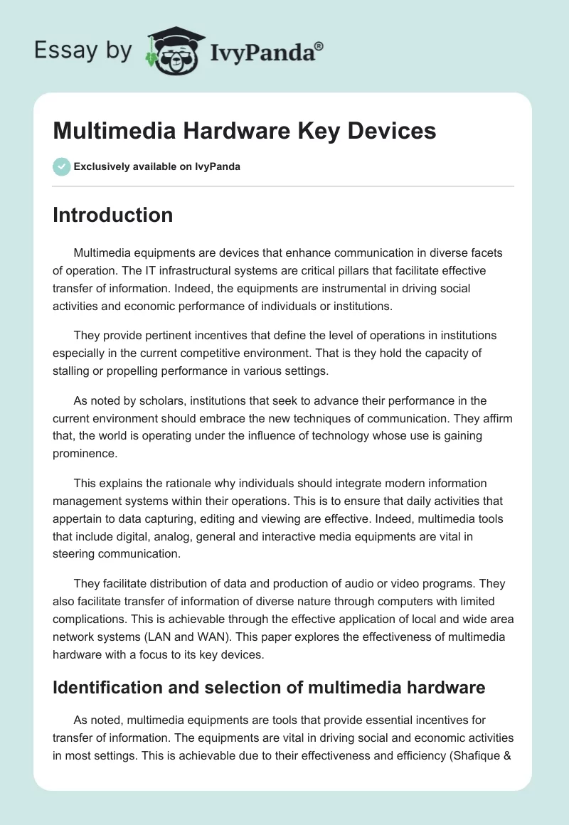 Multimedia Hardware Key Devices. Page 1