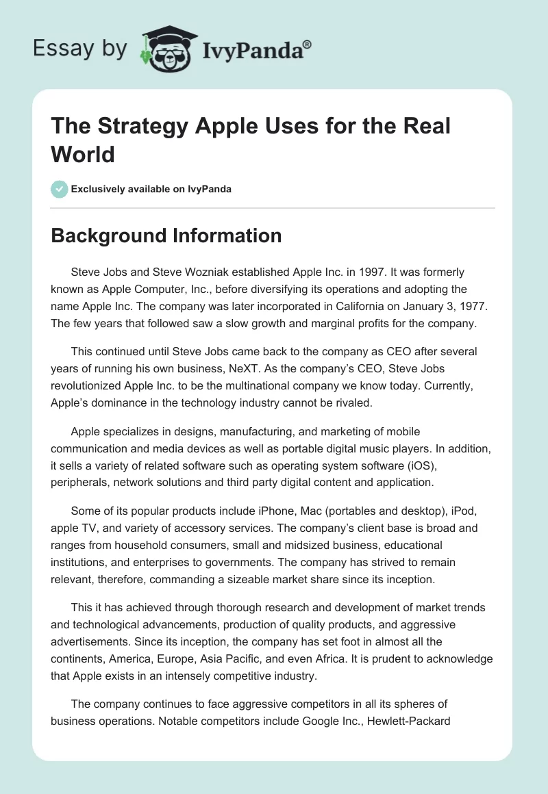 The Strategy Apple Uses for the Real World. Page 1