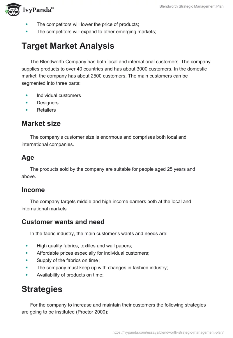 Blendworth Strategic Management Plan. Page 4