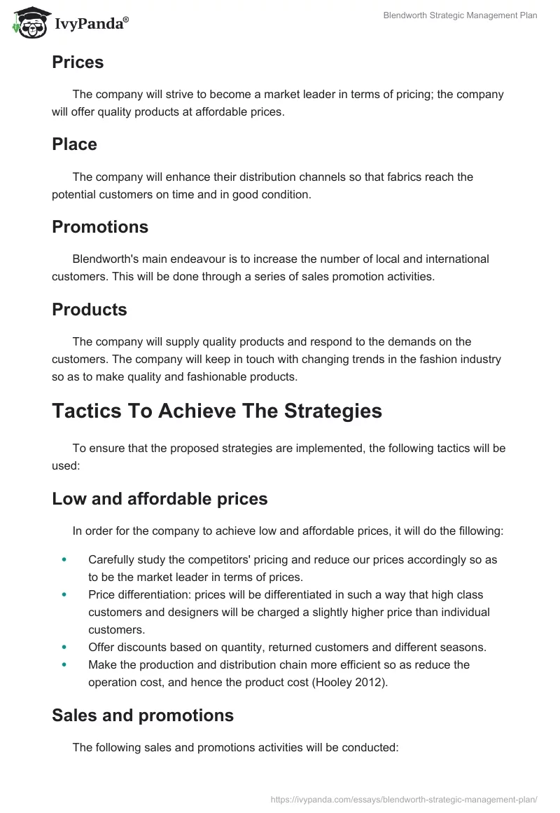 Blendworth Strategic Management Plan. Page 5