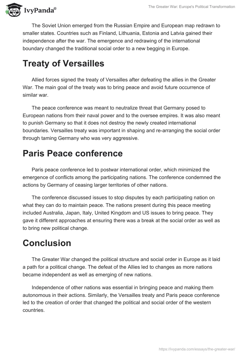 The Greater War: Europe's Political Transformation. Page 2