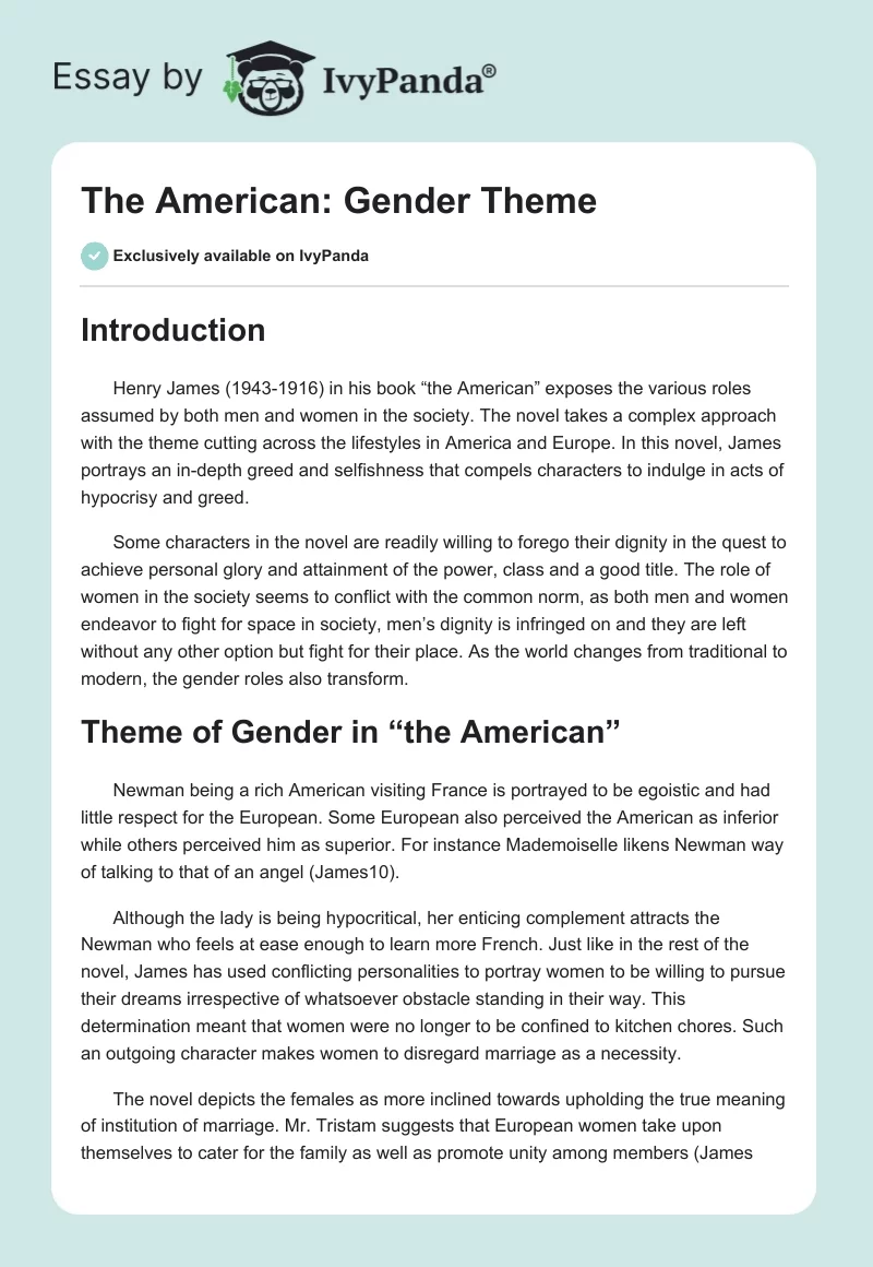 The American: Gender Theme. Page 1