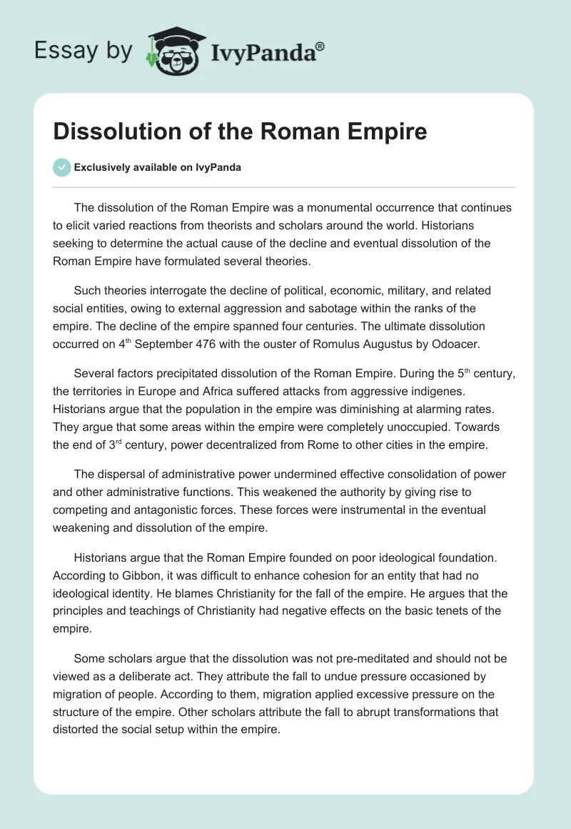 Dissolution of the Roman Empire. Page 1