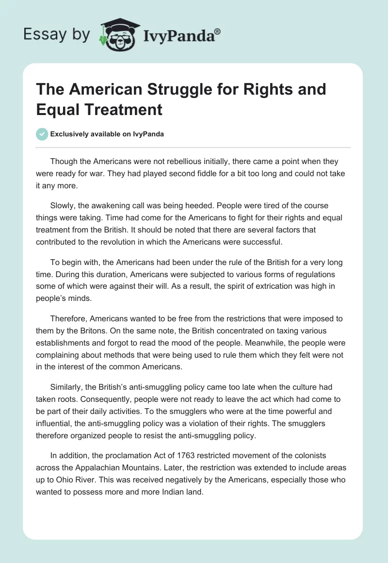 The American Struggle for Rights and Equal Treatment. Page 1
