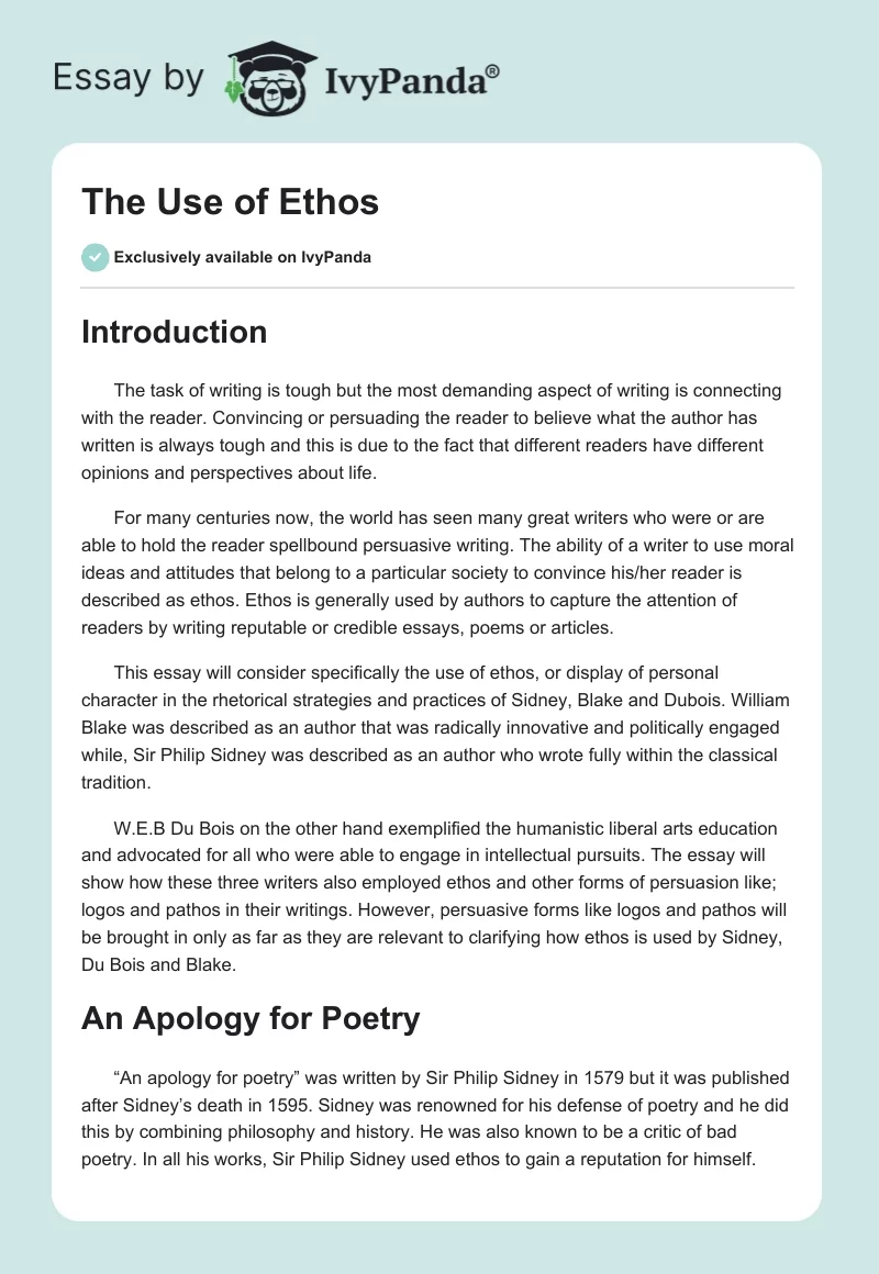 The Use of Ethos. Page 1
