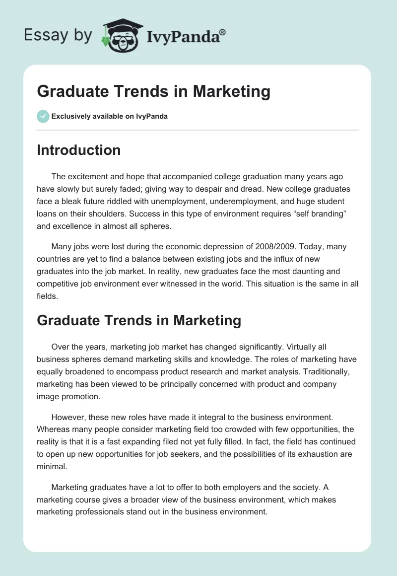 Graduate Trends in Marketing. Page 1