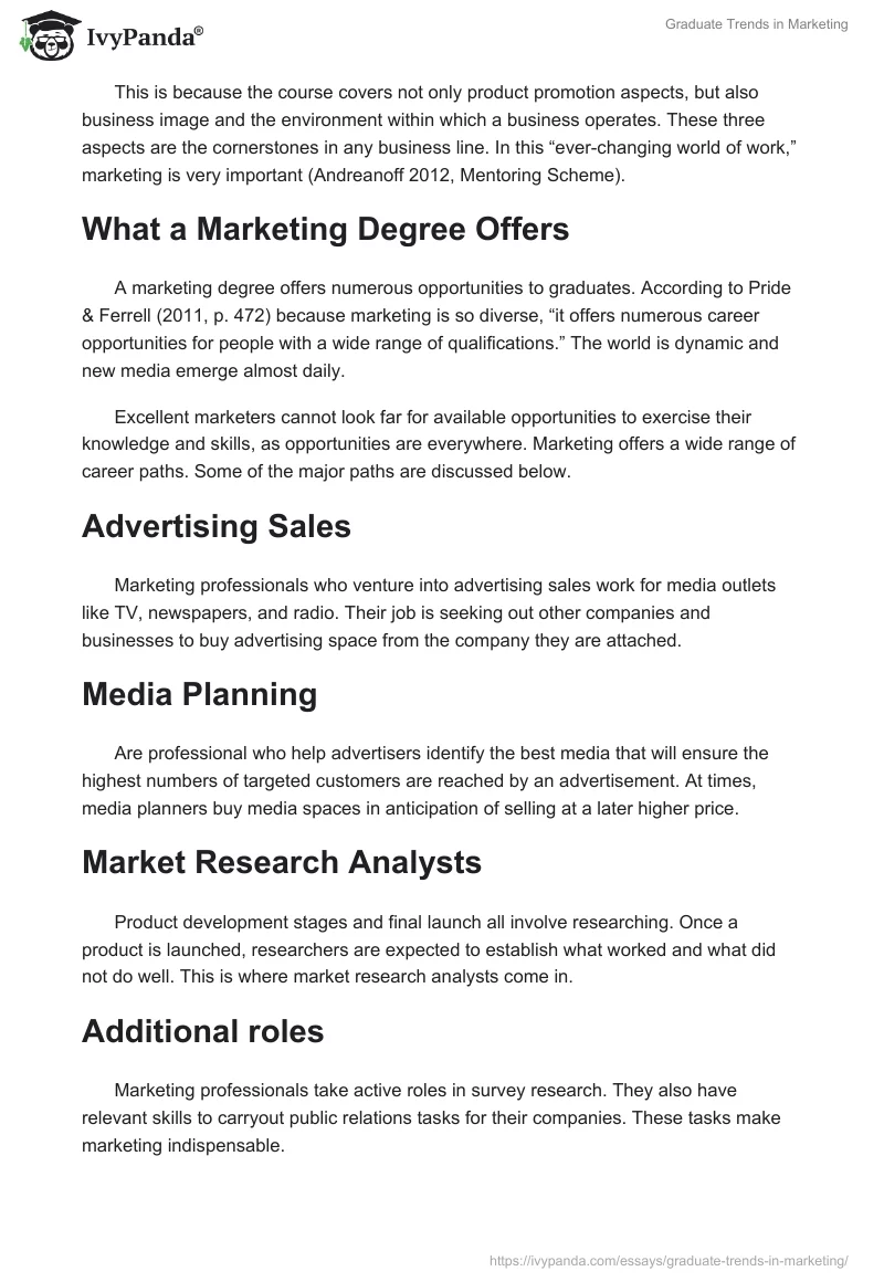 Graduate Trends in Marketing. Page 2