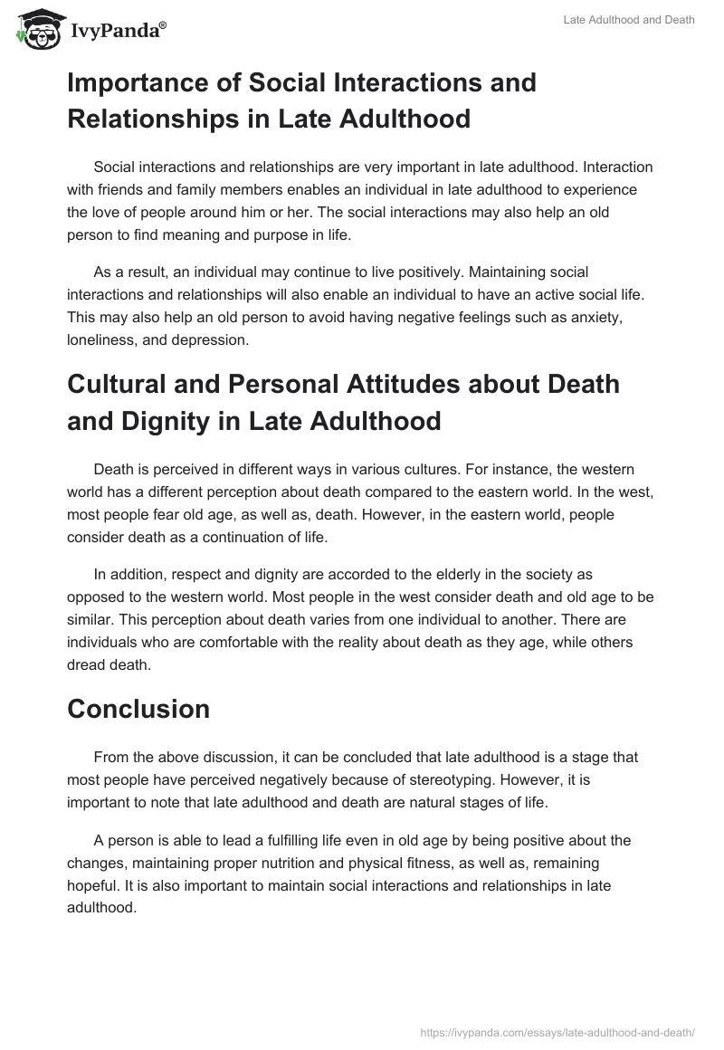 Late Adulthood and Death. Page 4