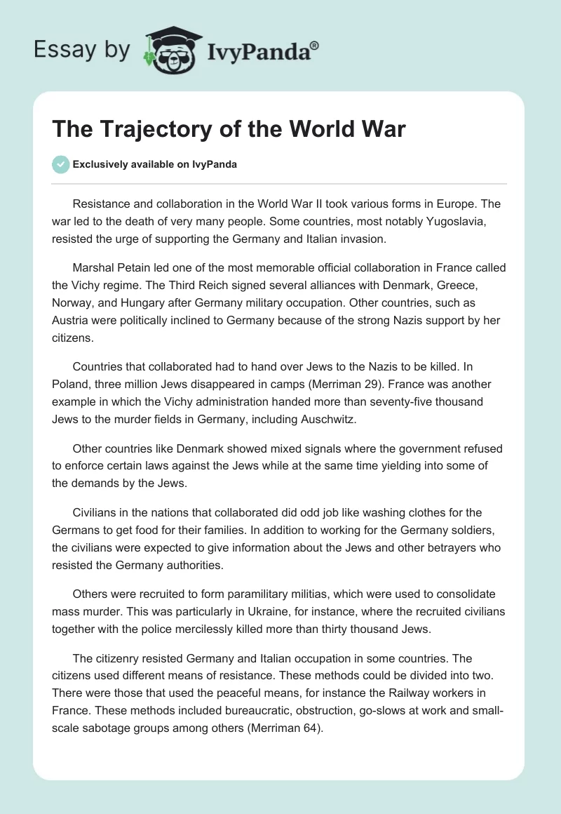 The Trajectory of the World War. Page 1