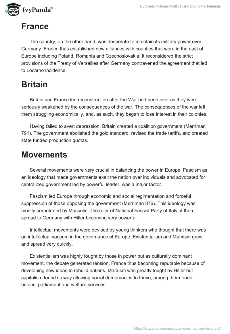 European Nations Political and Economic Interests. Page 2