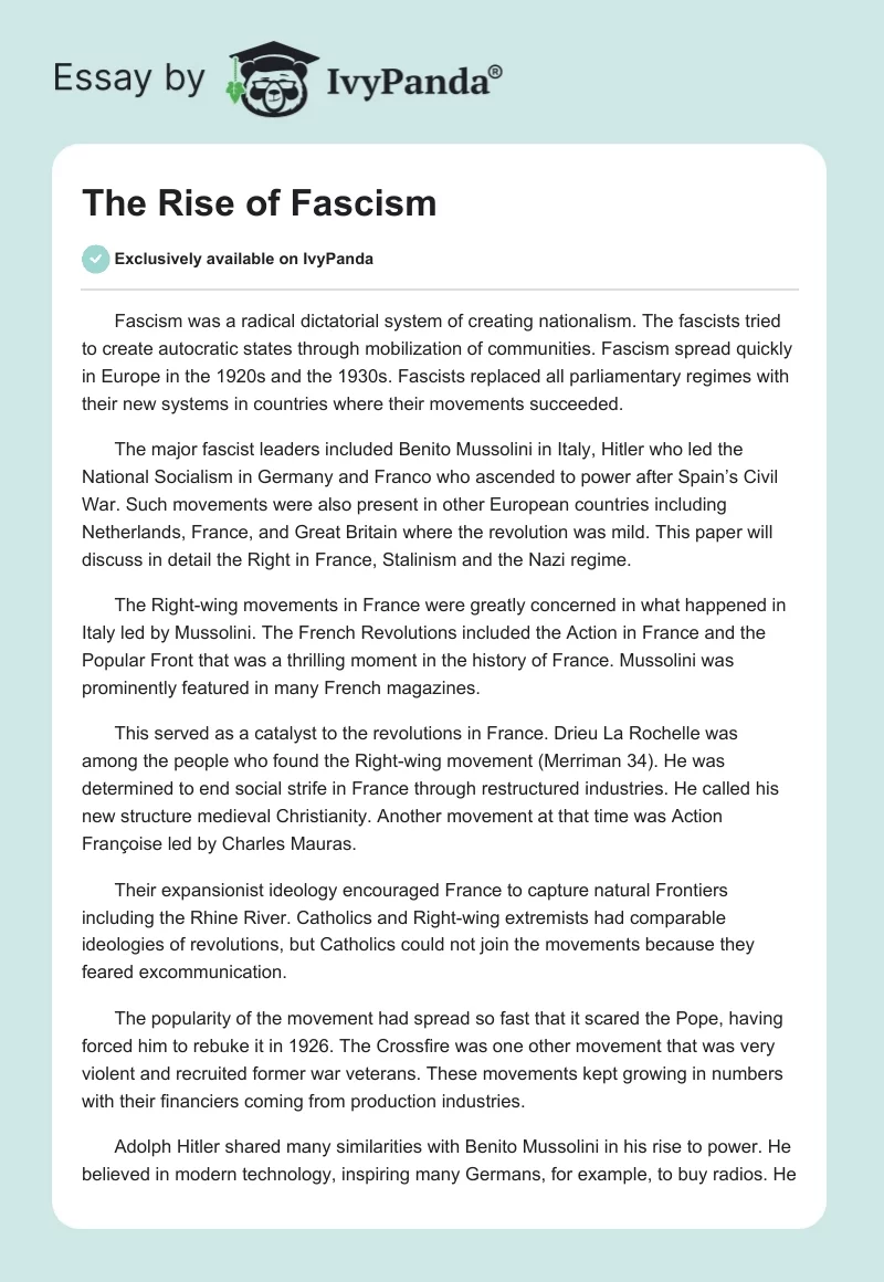 The Rise of Fascism. Page 1