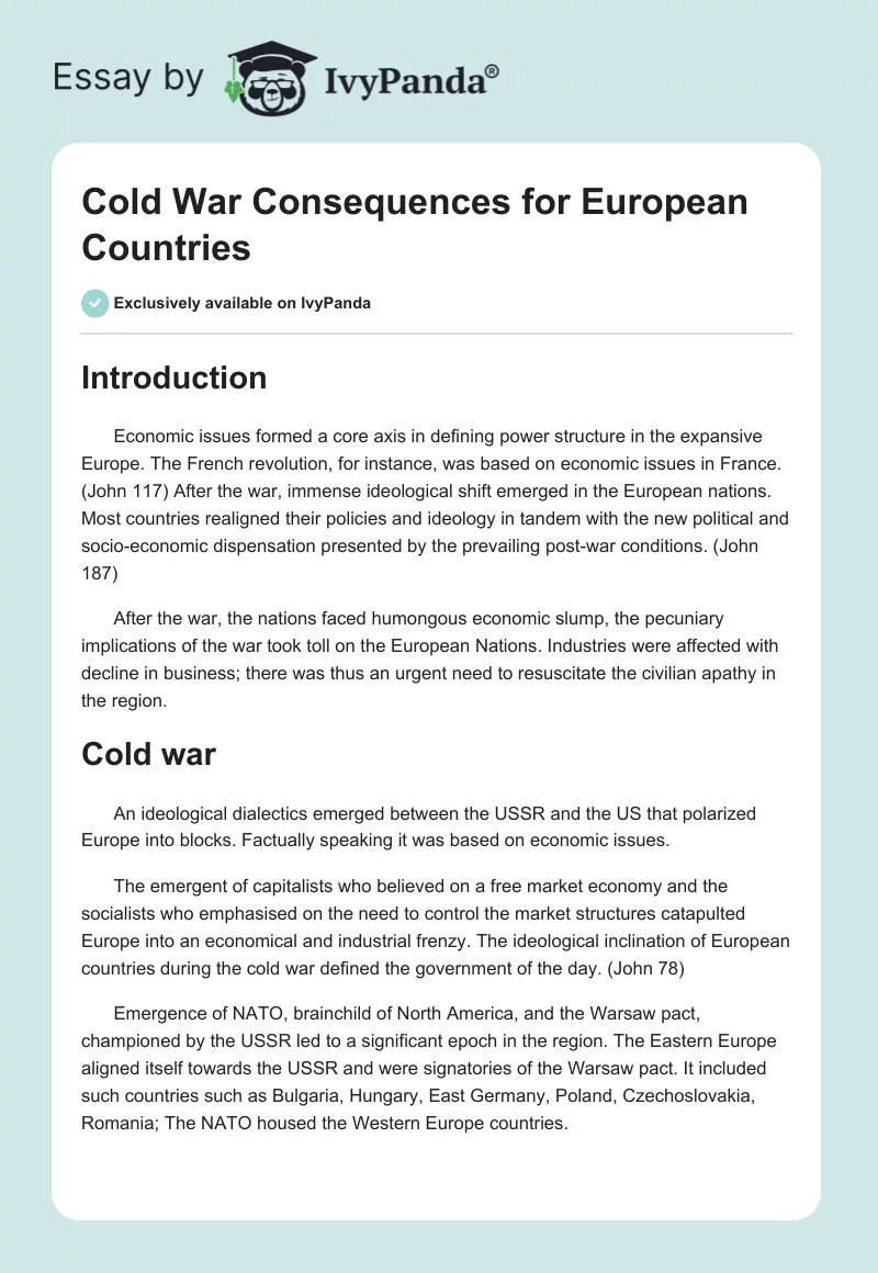 Cold War Consequences for European Countries. Page 1