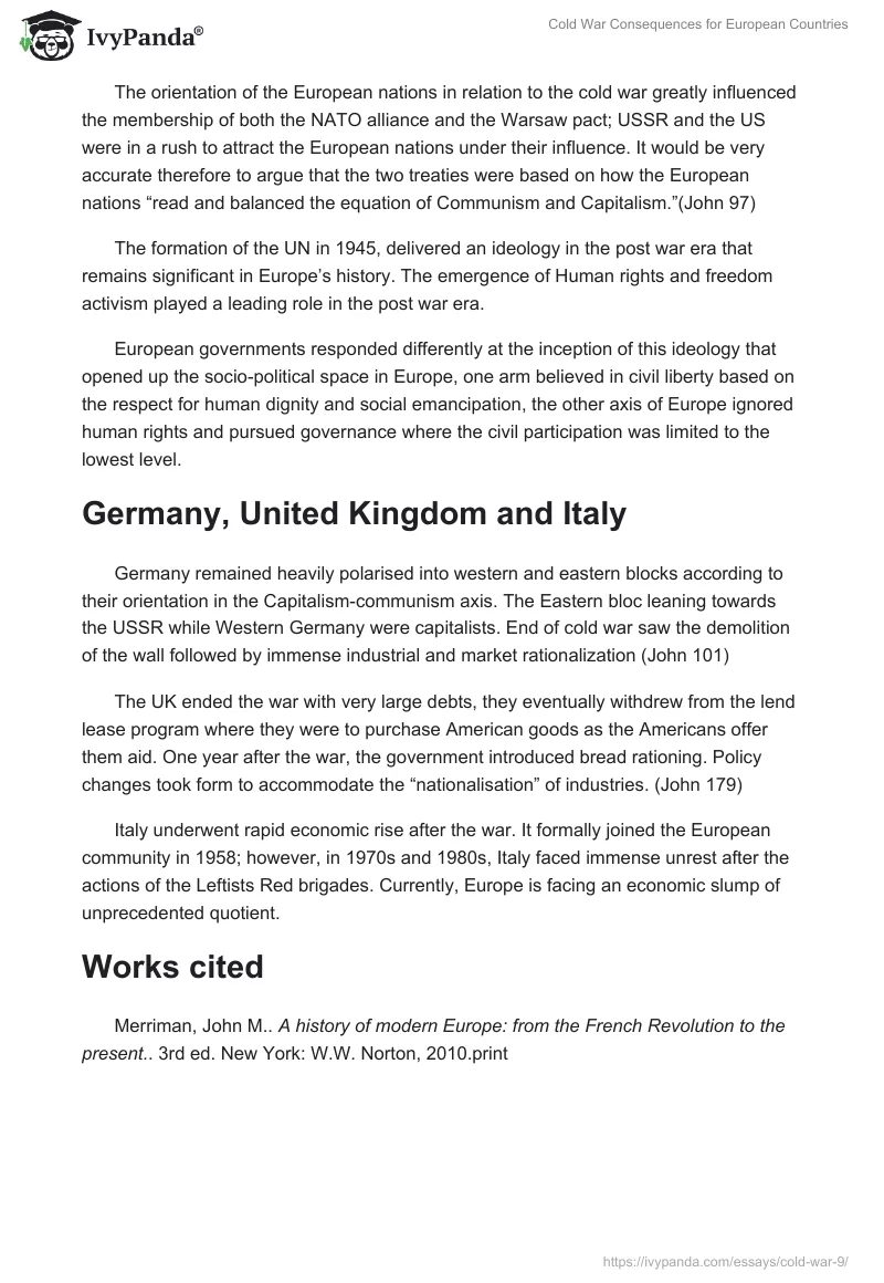 Cold War Consequences for European Countries. Page 2