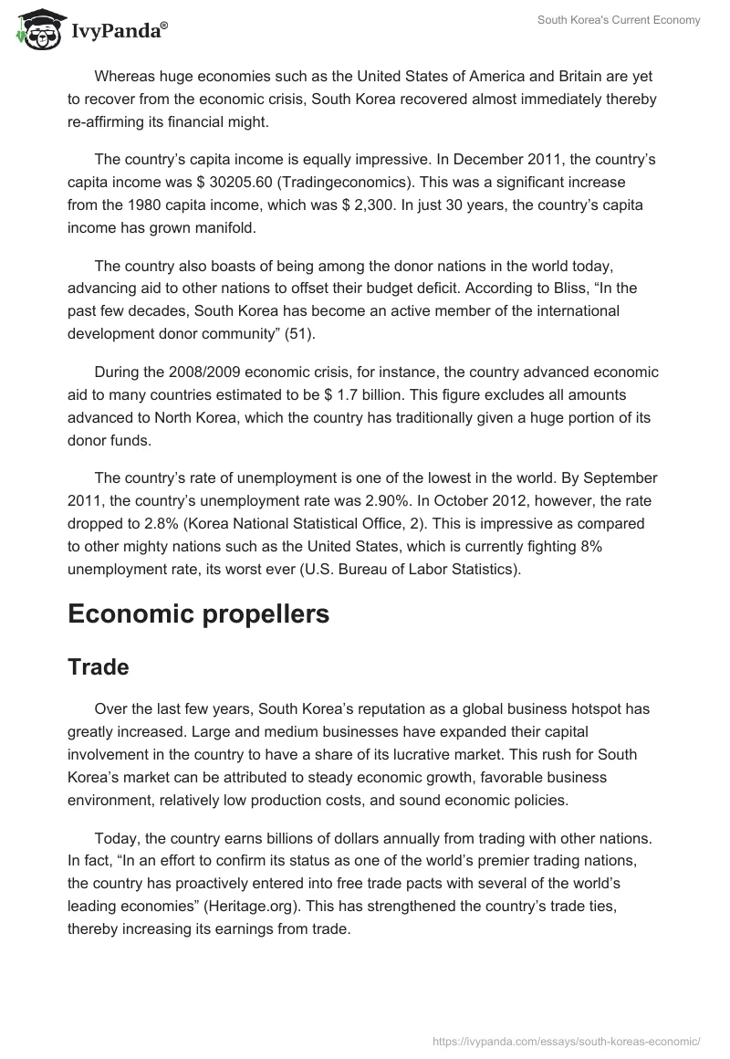 South Korea's Current Economy. Page 2