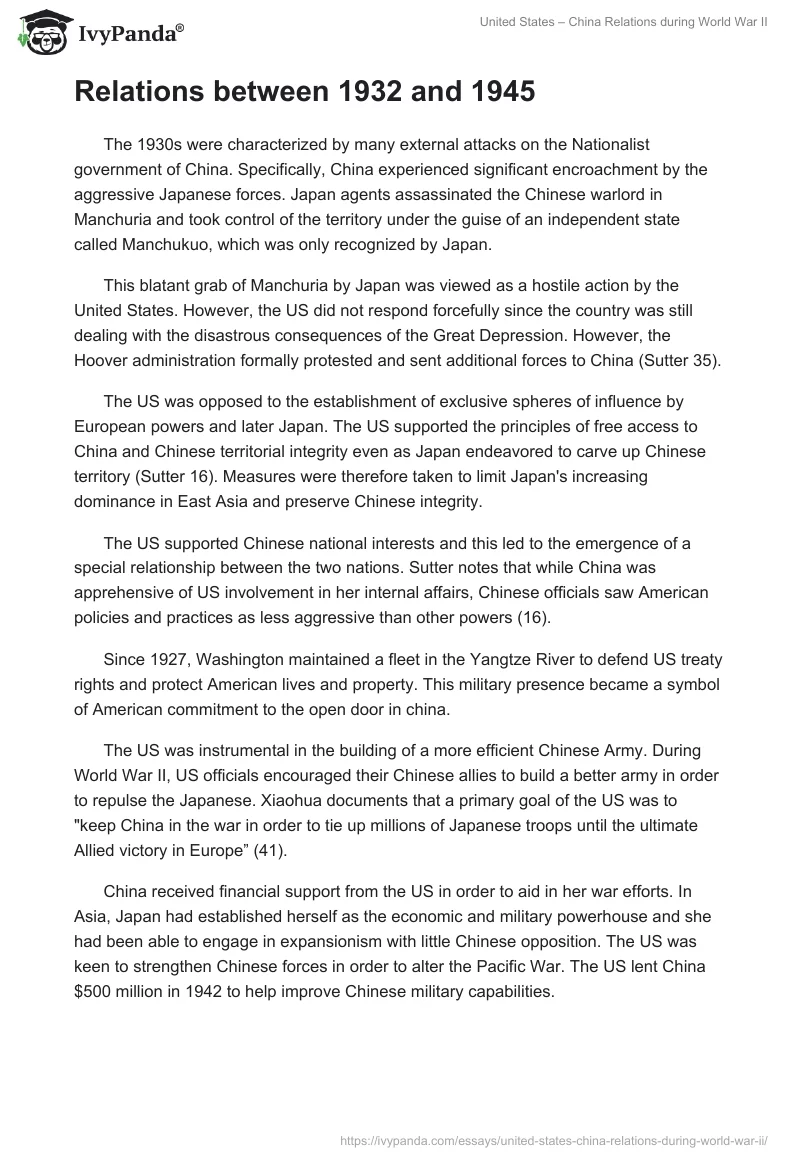United States – China Relations During World War II. Page 2
