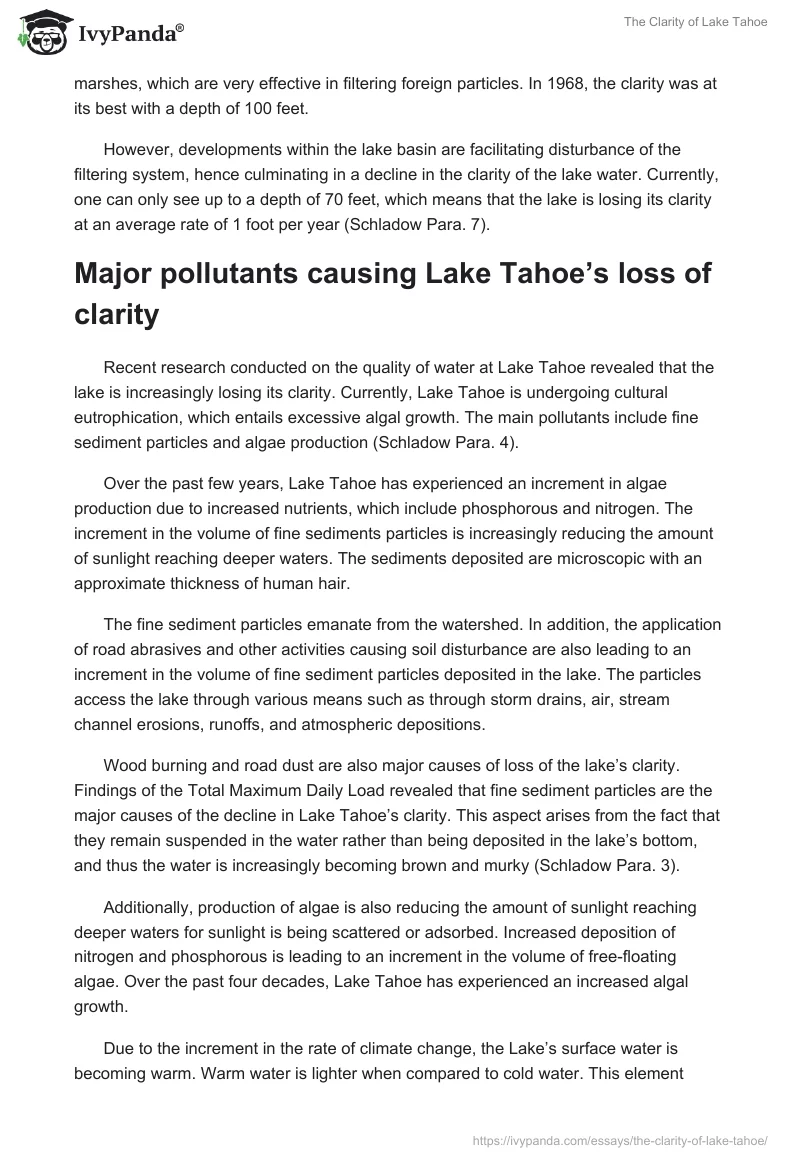 The Clarity of Lake Tahoe. Page 2