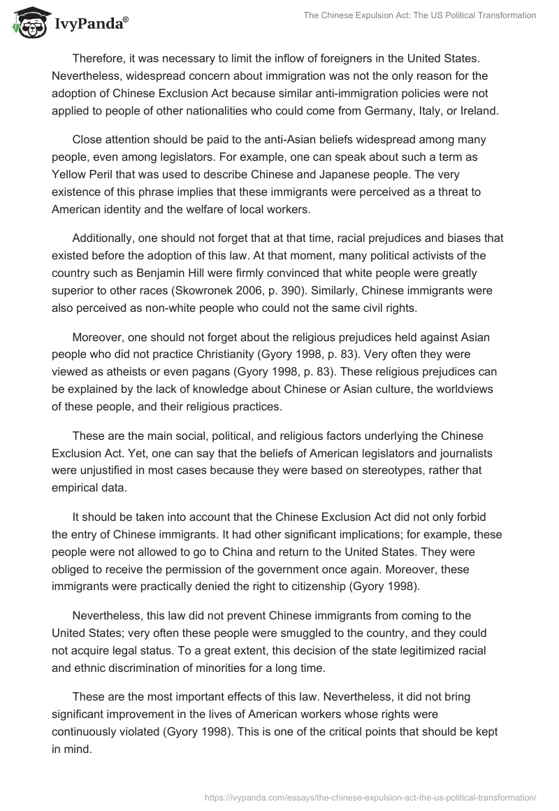 The Chinese Expulsion Act: The US Political Transformation. Page 2