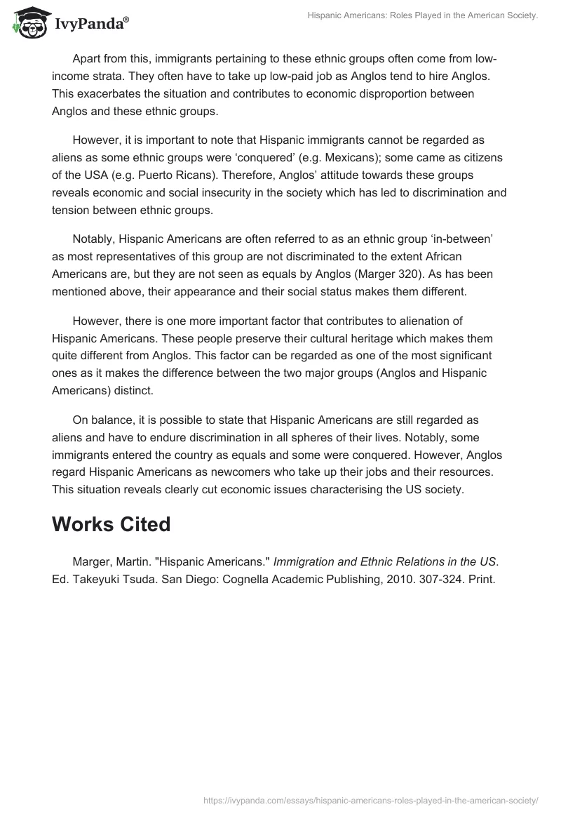 Hispanic Americans: Roles Played in the American Society.. Page 2