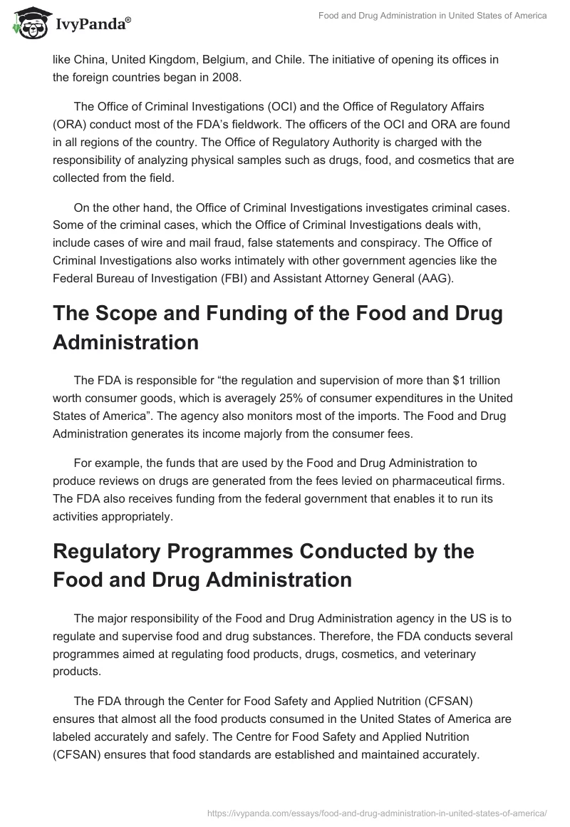 Food and Drug Administration in United States of America. Page 2