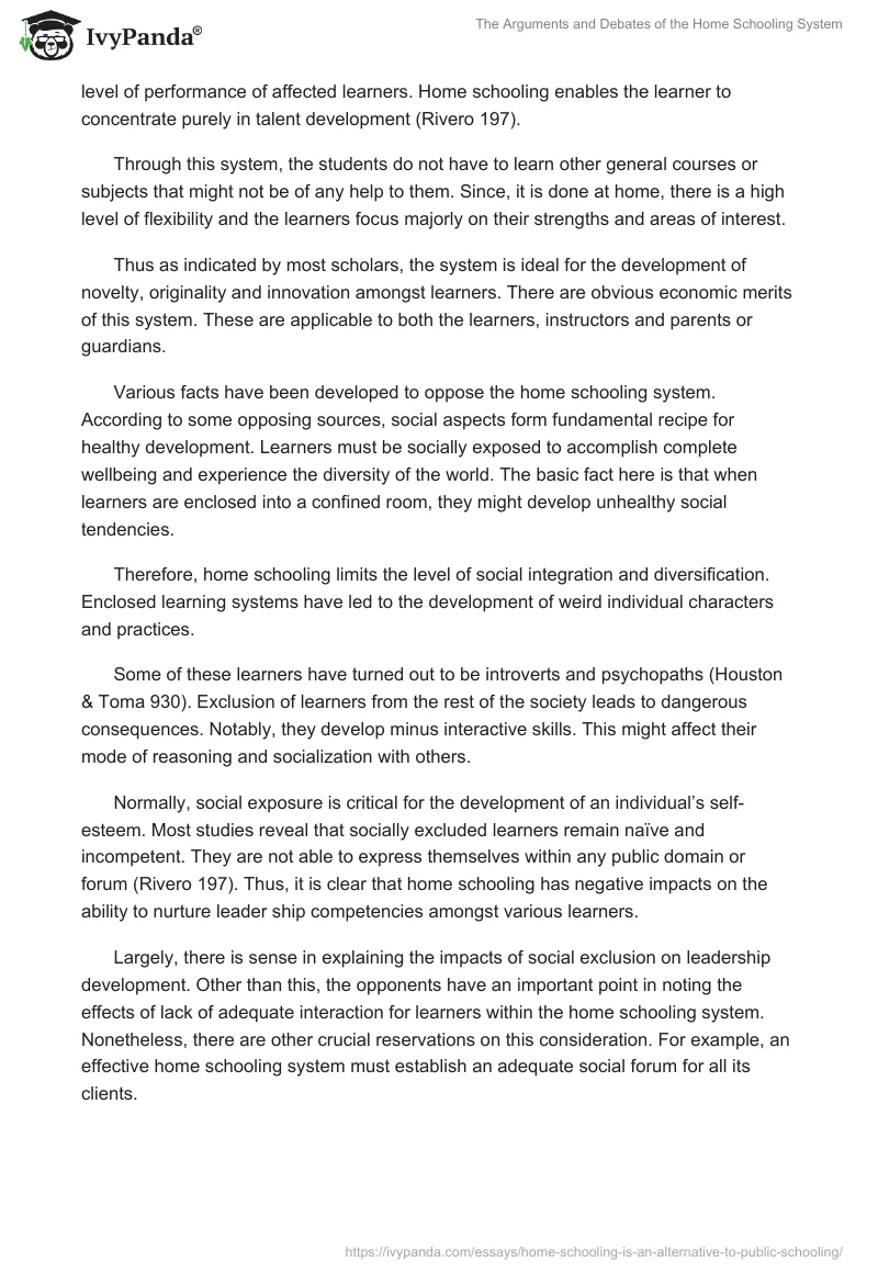 The Arguments and Debates of the Home Schooling System. Page 3