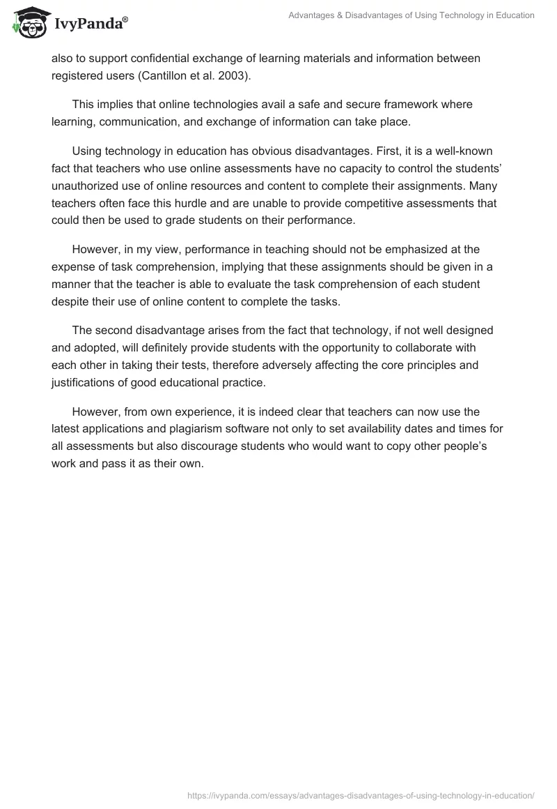 Advantages & Disadvantages of Using Technology in Education. Page 2
