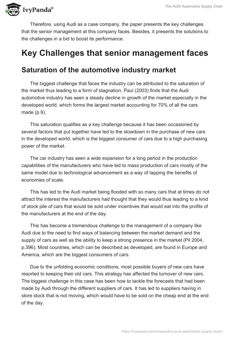 The AUDI Automotive Supply Chain. Page 2