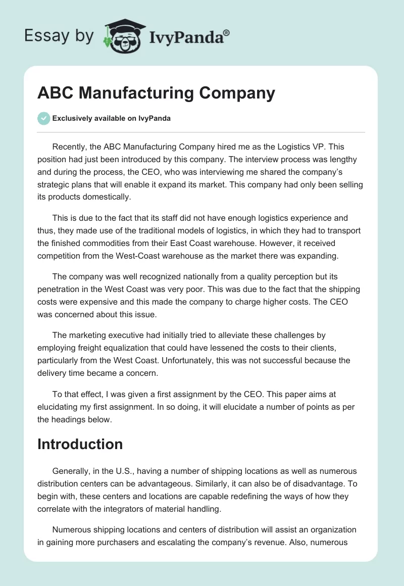 ABC Manufacturing Company. Page 1