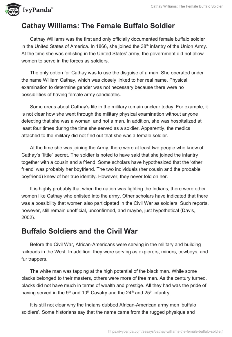 Cathay Williams: The Female Buffalo Soldier. Page 4