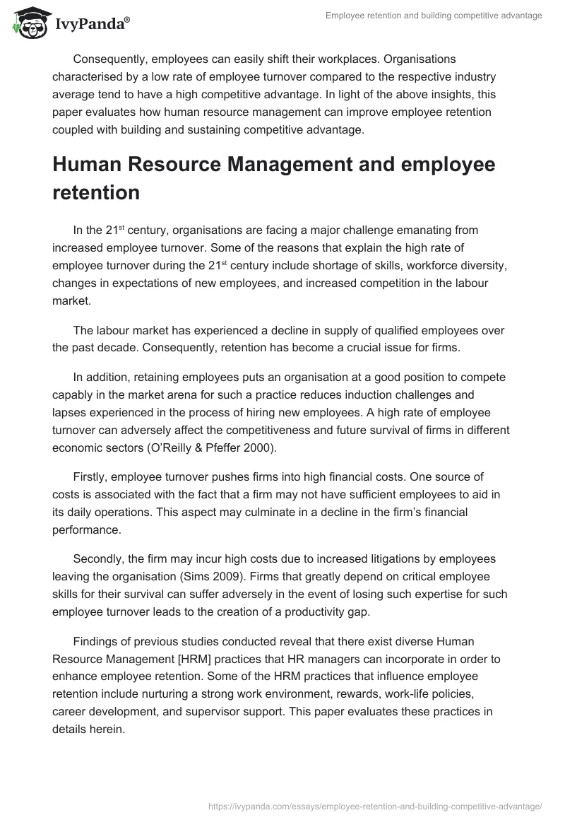 Employee Retention and Building Competitive Advantage. Page 2