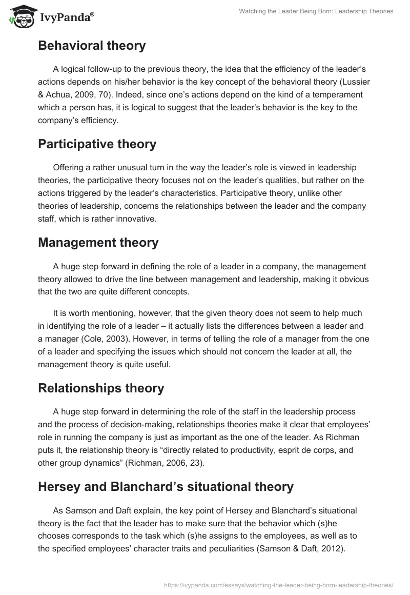 Watching the Leader Being Born: Leadership Theories. Page 3