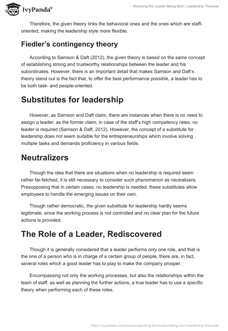 Watching the Leader Being Born: Leadership Theories. Page 4