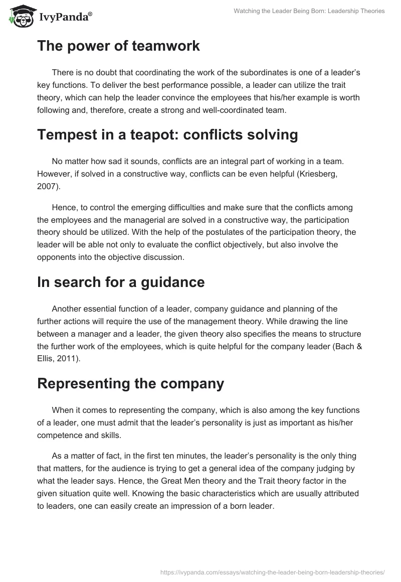 Watching the Leader Being Born: Leadership Theories. Page 5