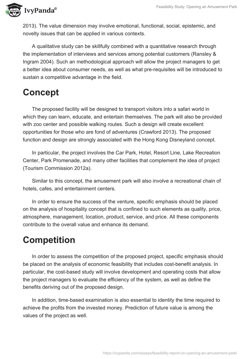 Feasibility Study: Opening an Amusement Park. Page 2