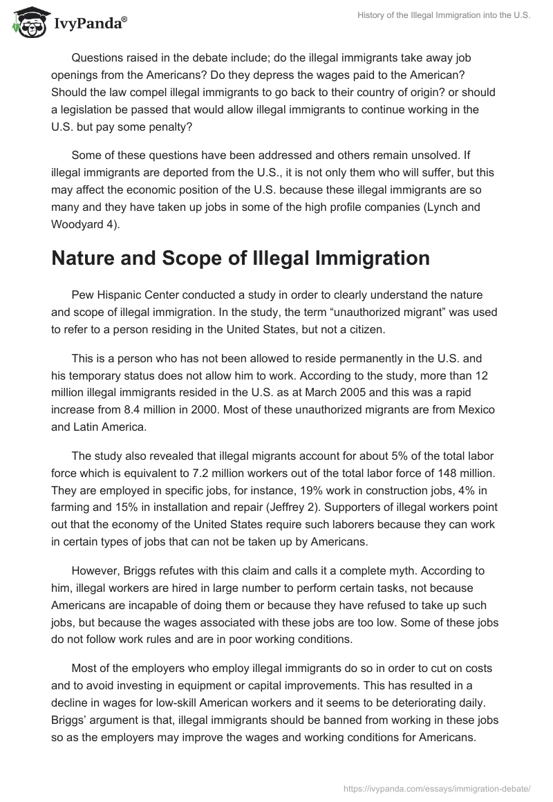History of the Illegal Immigration into the U.S.. Page 2