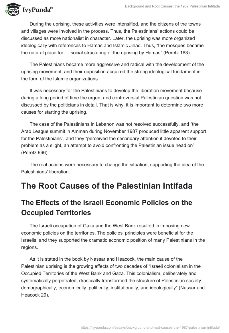 Background and Root Causes: the 1987 Palestinian Intifada. Page 3