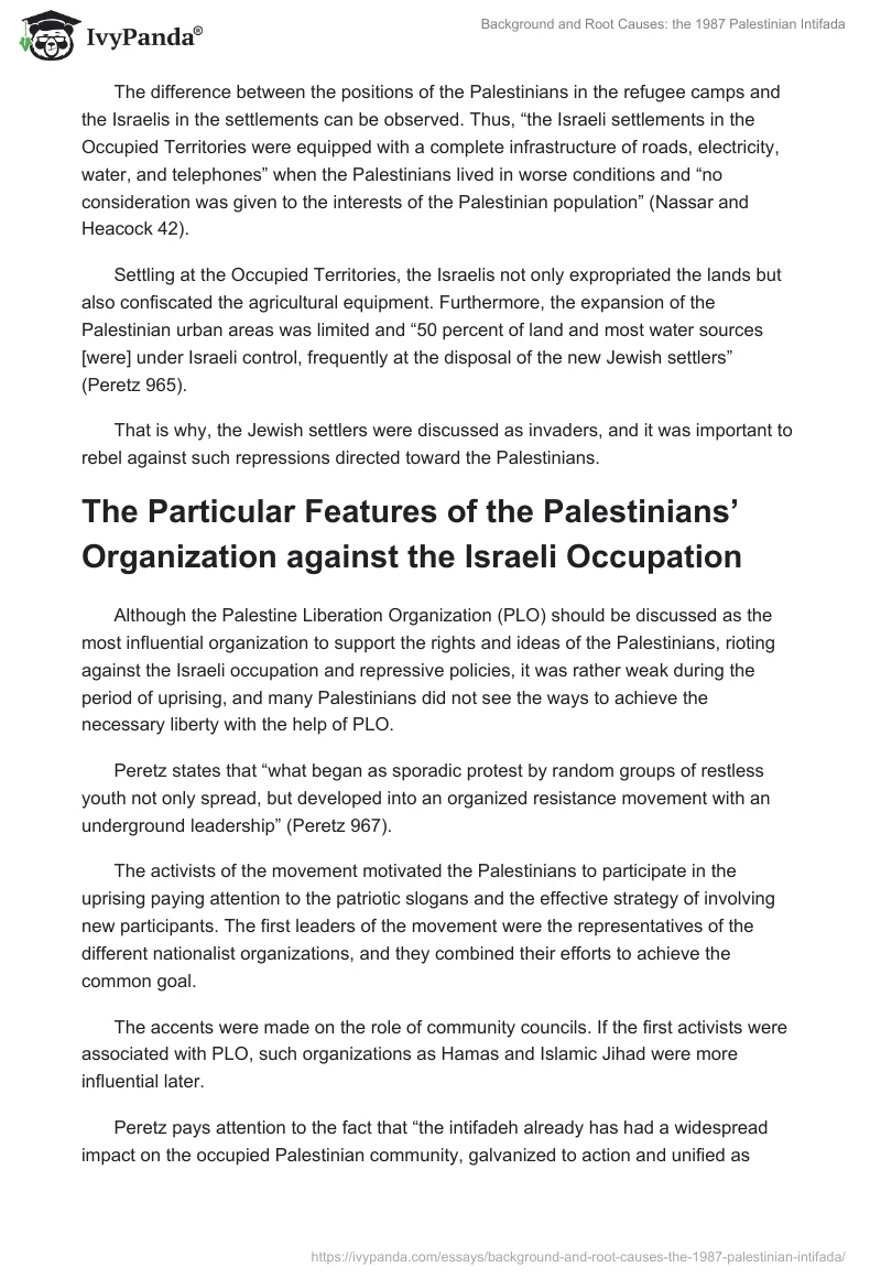 Background and Root Causes: the 1987 Palestinian Intifada. Page 5
