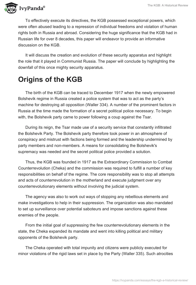 The KGB: A Historical Review. Page 2