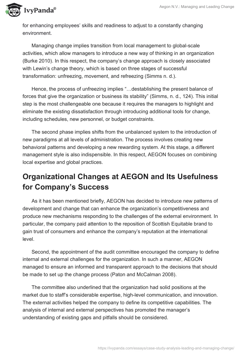 AEGON N.V.: Managing and Leading Change. Page 2