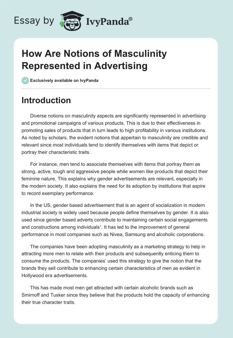How Are Notions of Masculinity Represented in Advertising. Page 1