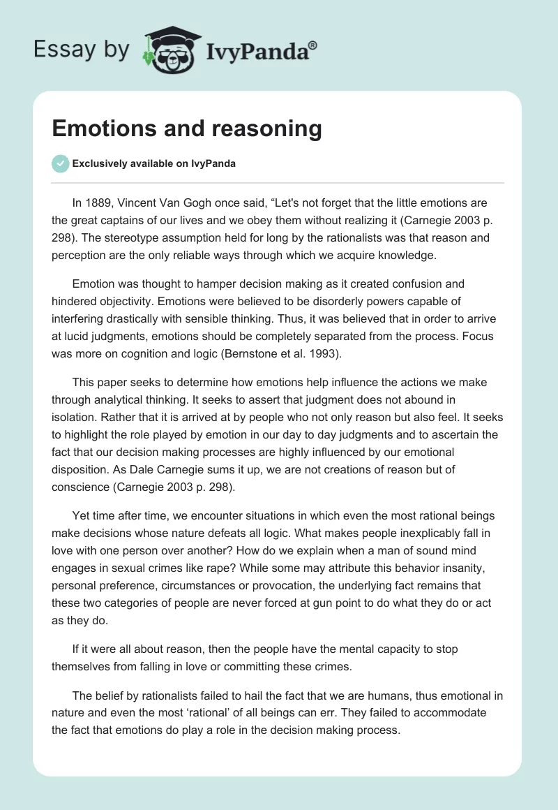 Emotions and reasoning. Page 1