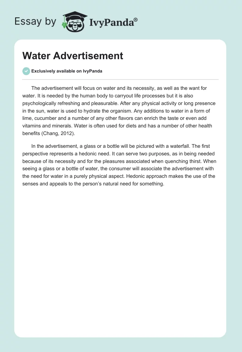 Water Advertisement. Page 1