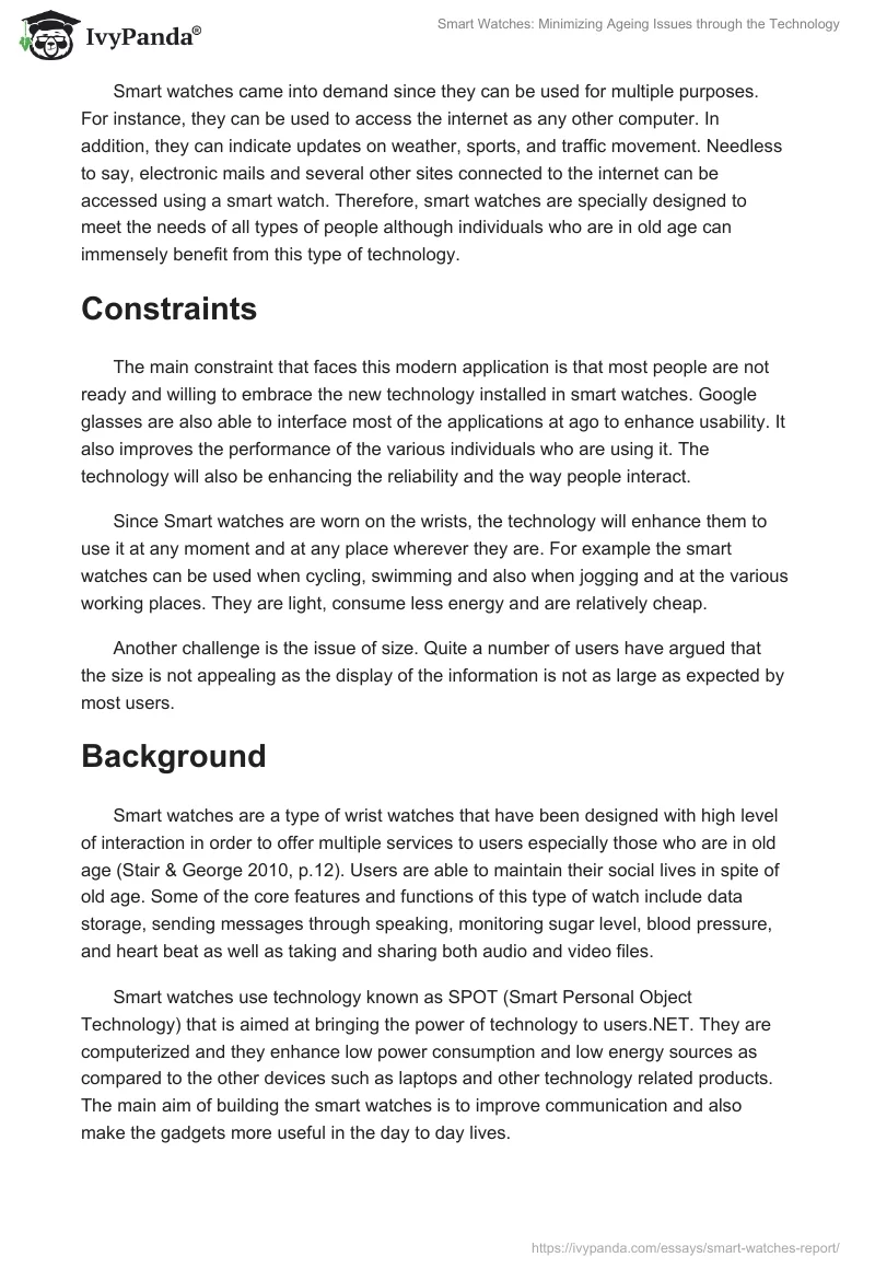 Smart Watches: Minimizing Ageing Issues Through the Technology. Page 2