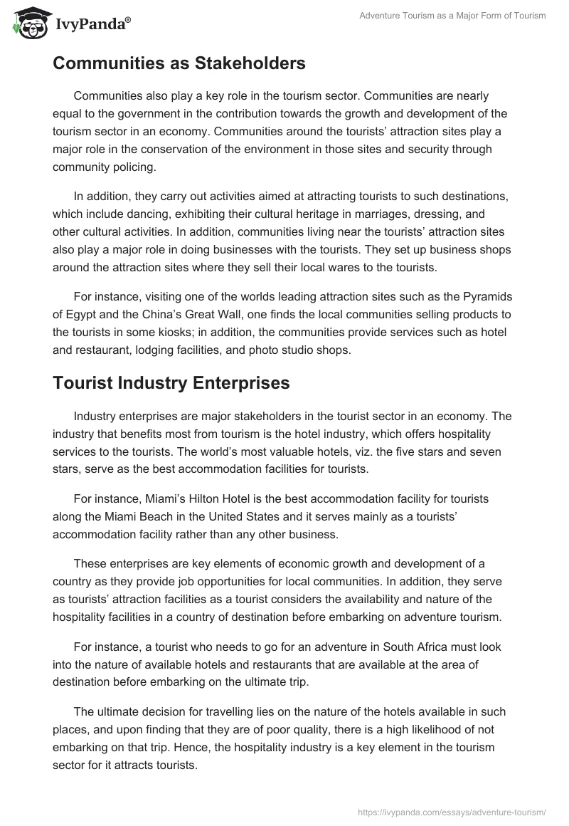 Adventure Tourism as a Major Form of Tourism. Page 4