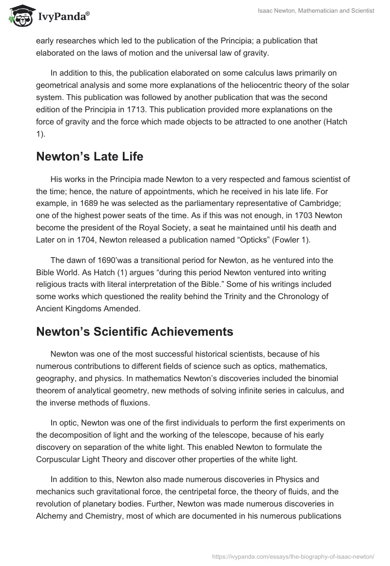 Isaac Newton, Mathematician and Scientist. Page 3